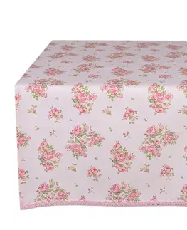 Ubrusy Bavlněný běhoun na stůl s květy růže Sweet Roses - 50*140cm Clayre & Eef SWR64