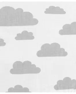 Polštáře Bellatex Dětský set polštáře a přikrývky Mráčky šedá, 75 x 100 cm, 42 x 32 cm