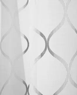 Záclony Bílá záclona s ornamenty na řasící pásku 140 x 280 cm
