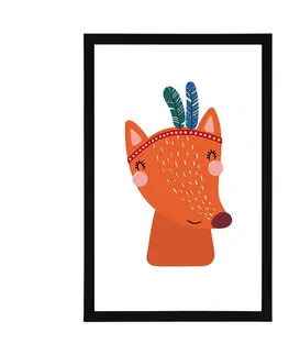 Zvířátka Plakát s paspartou roztomilá liška s peříčky