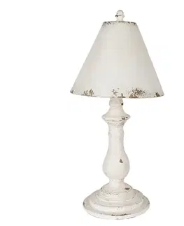 Lampy Bílá vintage stolní lampa Hillae - Ø 26*55 cm E27/max 1*60W Clayre & Eef 6LMP787