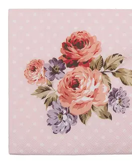 Ubrousky Růžové papírové ubrousky s růžemi Dotty Rose II - 33*33 cm (20ks) Clayre & Eef DTR73-2