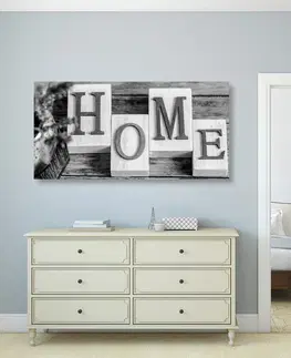 Černobílé obrazy Obraz písmenka Home v černobílém provedení