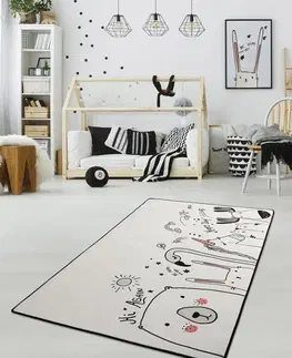 Koberce a koberečky Conceptum Hypnose Dětský koberec Be Happy 140x190 cm bílý/černý