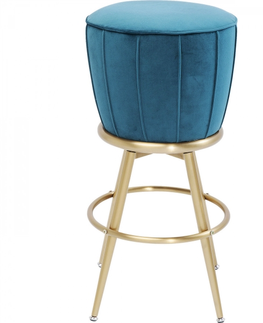Barové stoličky KARE Design Tyrkysová čalouněná barová stolička After Work