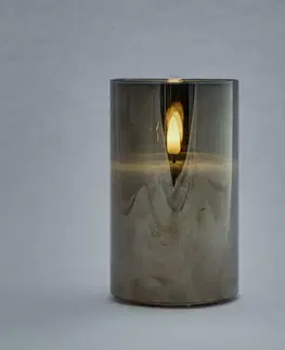 LED osvětlení na baterie DecoLED LED svíčka ve skle, 7,5 x 12,5 cm, šedá