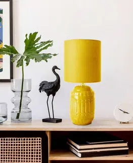 Stolní lampy Näve Stolní lampa Erida, keramika a textil, žlutá
