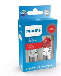Autožárovky Philips LED P21/5W 12V 2.5/0.5W Ultinon Pro6000 SI Red Intense 2ks 11499RU60X2