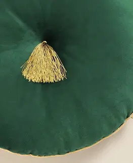 Dekorační polštáře Elegantní zelený velurový kulatý dekorativní polštář