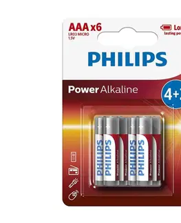 Baterie primární Philips Philips LR03P6BP/10 - 6 ks Alkalická baterie AAA POWER ALKALINE 1,5V 1150mAh 