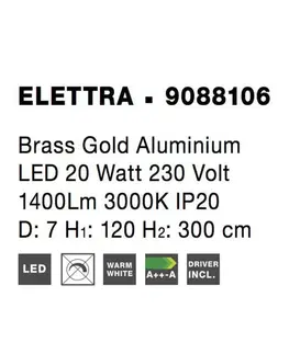 LED lustry a závěsná svítidla NOVA LUCE závěsné svítidlo ELETTRA mosazný zlatý hliník LED 20W 230V 3000K IP20 9088106