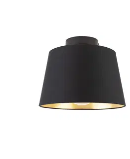 Stropni svitidla Stropní lampa s bavlněným stínidlem černá se zlatem 25 cm - černá Combi