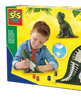 Hračky SES - Sádrový komplet - svítící kostra T-rexe