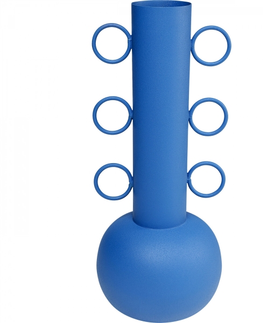 Vázy z hliníku a oceli KARE Design Modrá kovová váza Curly 53cm