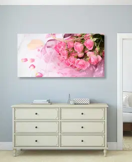 Obrazy zátiší Obraz romantická růžová kytice růží