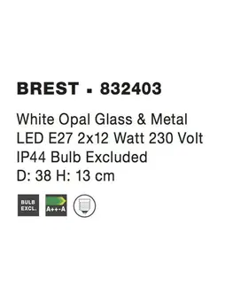Klasická stropní svítidla NOVA LUCE stropní svítidlo BREST stropní svítidlo bílé opálové sklo a kov E27 2x12W 832403