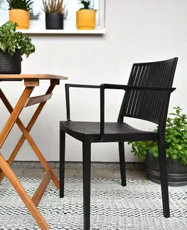 Zahradní židle a křesla Plastové křeslo s područkami HELSINKY (různé barvy) černá