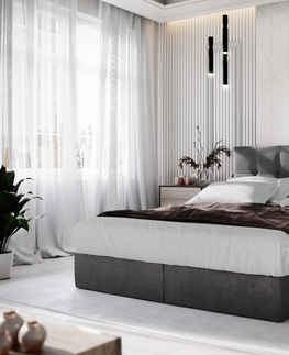 Postele Čalouněná postel GARETTI 140x200 cm, tmavě šedá