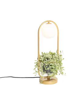 Stolni lampy Stolní lampa ve stylu art deco zlatá s bílým sklem - Isabella