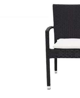 Zahradní židle a křesla Zahradní ratanové křeslo NAPOLI s polstrem (černá)