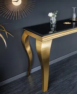 Toaletní stolky LuxD Designová konzole Rococo 140 cm černá / zlatá