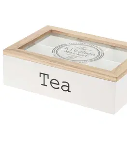 Doplňky do kuchyně DekorStyle Krabička na čaj Tea box bílá