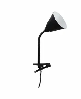 Lampy na noční stolek PAULMANN Svítidlo se skřipcem Vitis Flexarm E14 černá a šňůrový vypínač 954.30 P 95430