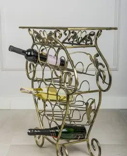 Stojany na víno DekorStyle Dekorativní stojan na 16 lahví Garth zlatý