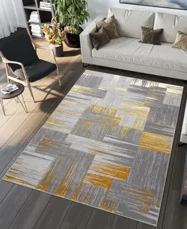Moderní koberce Moderní šedý koberec do obývacího pokoje se zlatým motivem Šířka: 120 cm | Délka: 170 cm