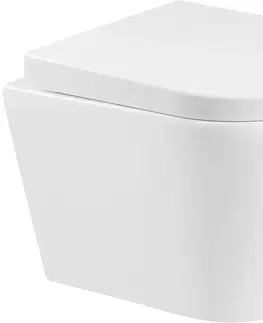 Záchody MEXEN/S Rico Závěsná WC mísa Rimless včetně sedátka s slow, Duroplast, bílá 30720200