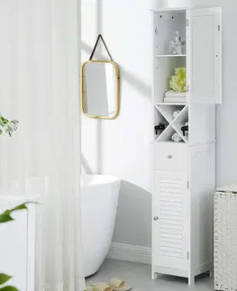Koupelnové skříňky Koupelnová skříňka vysoká úzká bílá 32 x 170 x 30 cm