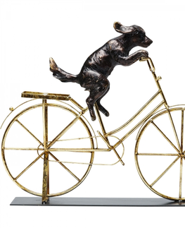 Sošky psů KARE Design Soška Pes na zlatém kole 44cm