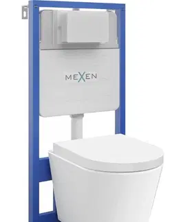 WC sedátka MEXEN/S WC předstěnová instalační sada Fenix Slim s mísou WC Rico + sedátko softclose,  bílá 61030478000