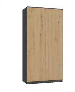 Šatní skříně TP Living Šatní skříň MALWA 90 cm antracit/dub artisan