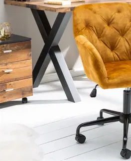 Kancelářská křesla LuxD Designová kancelářská židle Kiara hořčičný samet