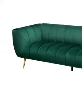 Luxusní a designové sedačky Estila Art-deco sametová sedačka Vermont v zeleném prošívaném potahu 225cm