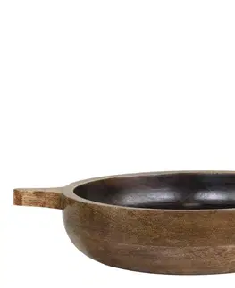 Mísy a misky Dřevěná servírovací miska z mangového dřeva Tours Handles - Ø 24*5 cm/ 1600ml Chic Antique 61078400