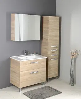 Koupelnový nábytek AQUALINE VEGA skříňka vysoká s košem, 40x184x31cm, dub platin VG980