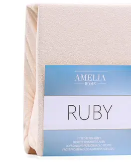 Prostěradla Froté prostěradlo s gumou AmeliaHome Ruby světle béžové, velikost 80-90x200+30