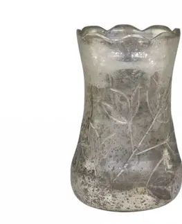 Dekorativní vázy Stříbrná antik skleněná dekorační vázička Gria - Ø 9*14cm Chic Antique 71041612 (71416-12)