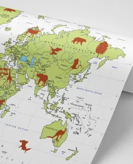 Samolepící tapety Samolepící tapeta mapa se zvířaty
