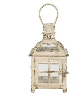 Zahradní lampy Kovová krémová lucerna ve vintage stylu Adolphe - 17*17*27 cm Clayre & Eef 6Y3984