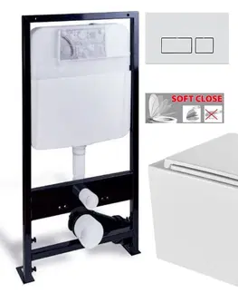 Záchody PRIM předstěnový instalační systém s chromovým matným tlačítkem  20/0040+ WC INVENA FLORINA WITH SOFT, včetně soft/close sedátka PRIM_20/0026 40 FL1