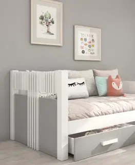 Postele ArtAdrk Jednolůžková postel BIBI | 90 x 200 cm Barva: Bílá / dub artisan