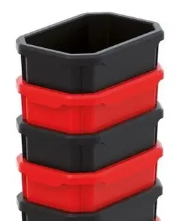 Zahradní nářadí Prosperplast Sada úložných boxů 6 ks TITANIO 11 x 7,5 x 26,3 cm černo-červená