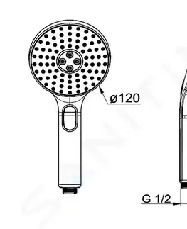 Sprchy a sprchové panely HANSA Activejet Sprchová hlavice 120, 3 proudy, světle šedá/chrom 84330100
