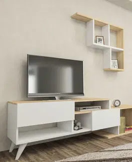 Obývací stěny a sestavy nábytku Televizní stěna HADISE bílá dub