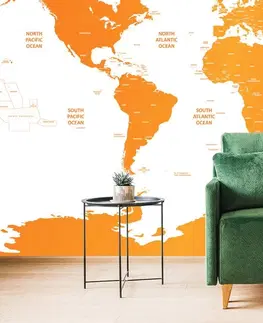 Tapety mapy Tapeta mapa světa s jednotlivými státy v oranžové barvě