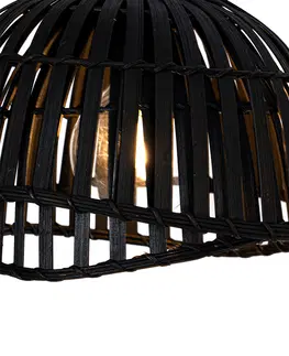 Zavesna svitidla Orientální závěsná lampa černá bambusová 3-světelná - Pua