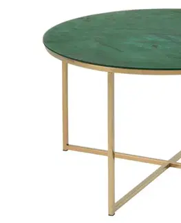 Konferenční stolky Actona Konferenční stolek Alisma mramor zelený/zlatý